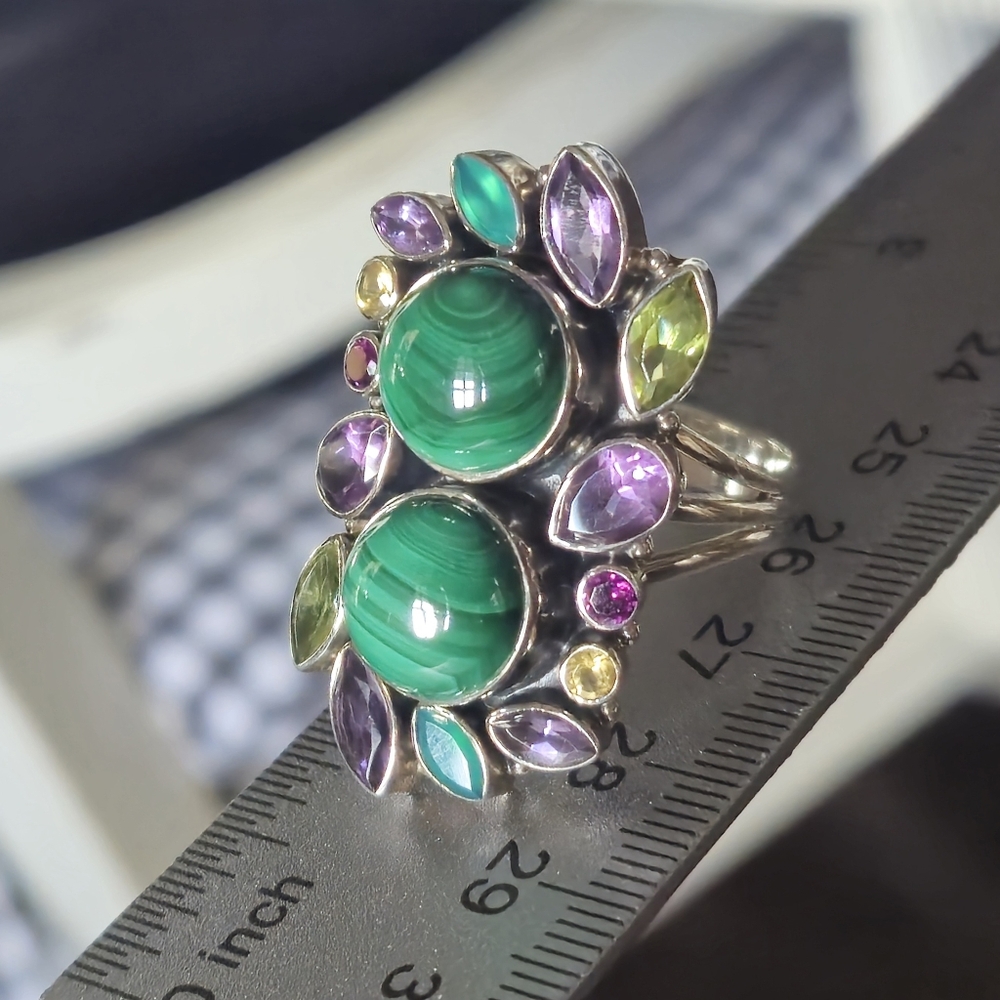 Nicky Butler RAJ COLLECTION 925 Sterling Silver Malachite LIMITED EDITION RING - Picture 9 of 14